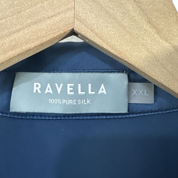 Ravella Milano 100% Silk Blue Round Gold Ball Button Up Shirt Womens Size XXL - Picture 7 of 14